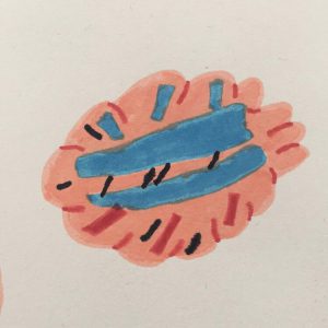 Sam's drawing of a brain thinking about touch